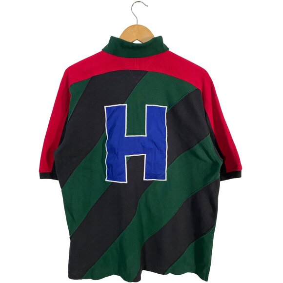 Vintage 90s Tommy Hilfiger Sailing Gear Paneled Pique Polo Shirt men's size M - Picture 2 of 8